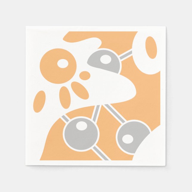Serviette En Papier Pêcher Gris Blanc Moderne Doodle 1 (Devant)