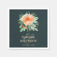 Pêcher l'aquarelle Floral sur Mariage Turquoise