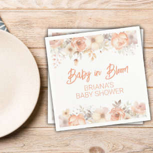 Serviette En Papier Pêcher le Baby shower neutre de genre floral