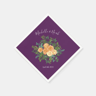 Serviette En Papier Pêcher Mariage violet Roses floraux