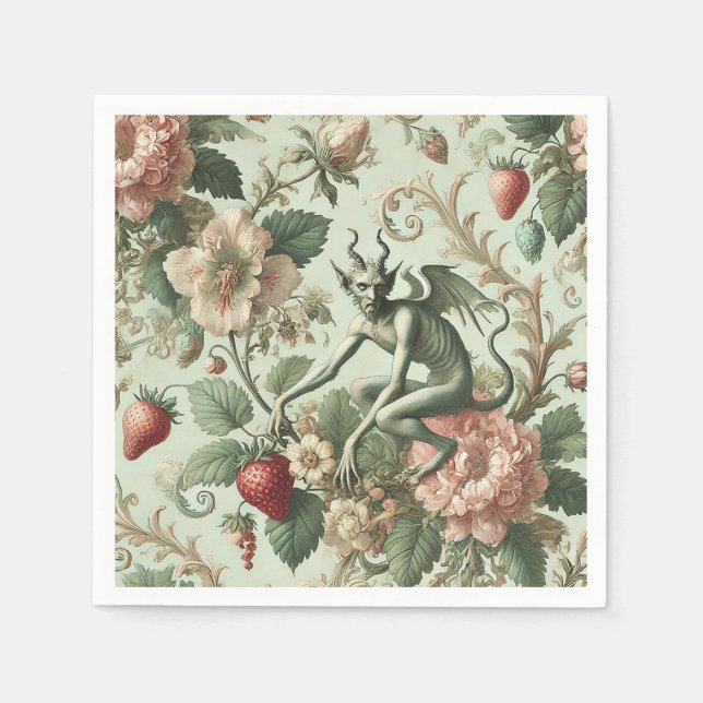 Serviette En Papier Péchés fraises - gothique baroque (Devant)