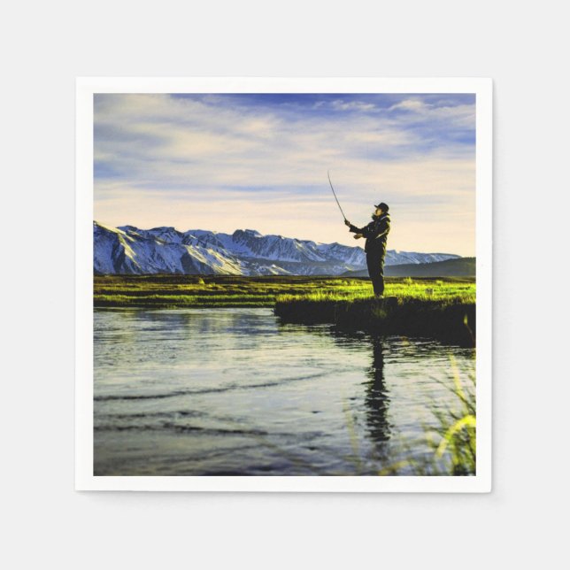 Serviette En Papier Pêcheur du lac Mountain (Devant)