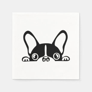 Serviette En Papier Peeking french bulldog