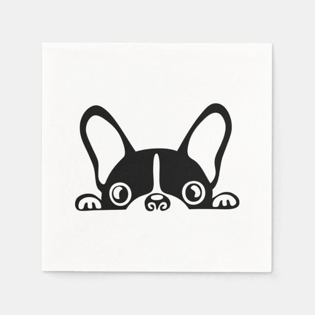 Serviette En Papier Peeking french bulldog (Devant)