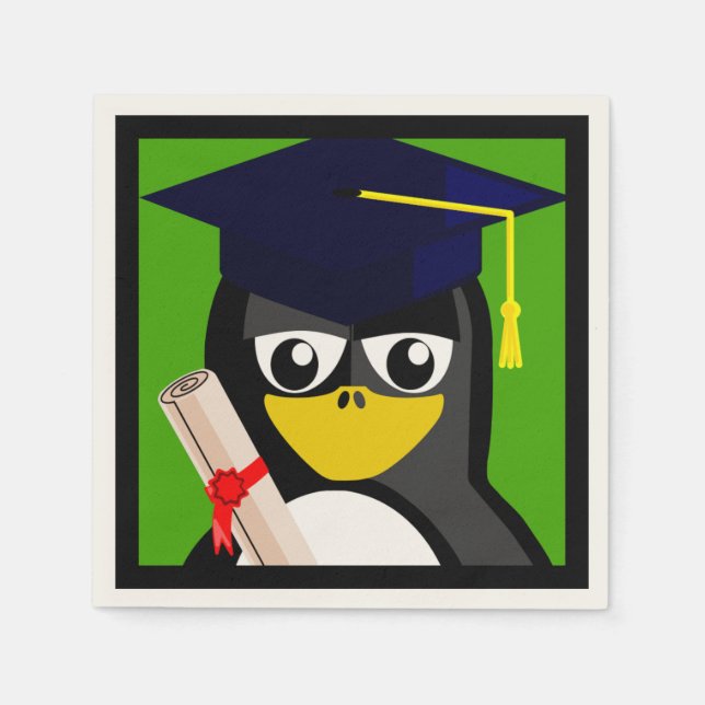 SERVIETTE EN PAPIER PÉGUIN DE DIPLÔME (Devant)