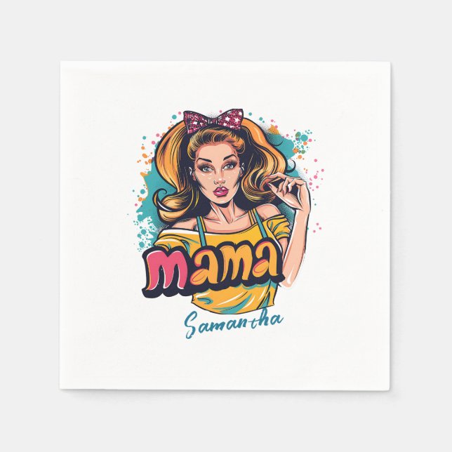 Serviette En Papier Peignoirs personnalisées Retro Mama Pop Art (10) (Devant)