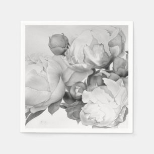 Serviette En Papier Peine blanche noire élégante aquarelle florale art