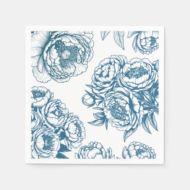Serviette En Papier Peine florale bleue (Devant)
