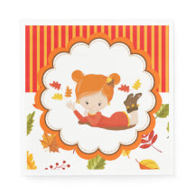 Peint à la main Automne Adorable fille