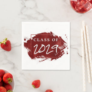 Serviette En Papier Peint Diplômé Fête de pinceau éclaboussé rouge