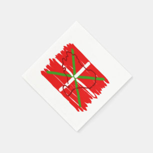 Serviette En Papier Peint Ikurriña avec contour du Pays Basque,