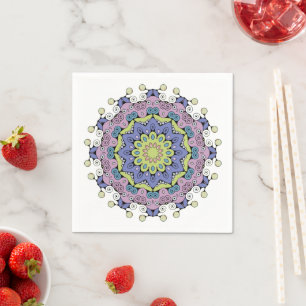Serviette En Papier Peinture à la main Mandala Horloge Face 2