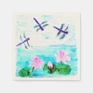 Serviette En Papier Peinture à l'étang Nénuphar de libellules