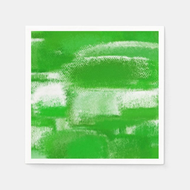 Serviette En Papier Peinture Abstraite blanche verte (Devant)