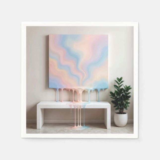 Serviette En Papier Peinture abstraite dégoulinant sur un banc  (Devant)