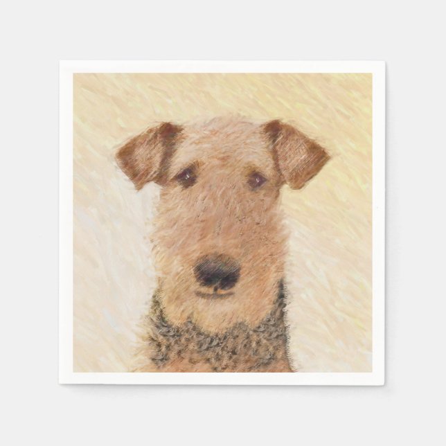 Serviette En Papier Peinture Airedale Terrier - Cute Original Art (Devant)