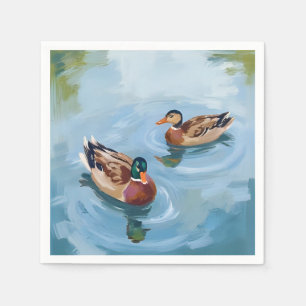 Serviette En Papier Peinture aquarelle de l'étang aux canards