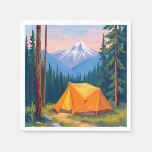 Serviette En Papier Peinture aquarelle de montagne de camping