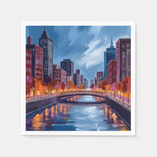 Serviette En Papier Peinture aquarelle de nuits urbaines