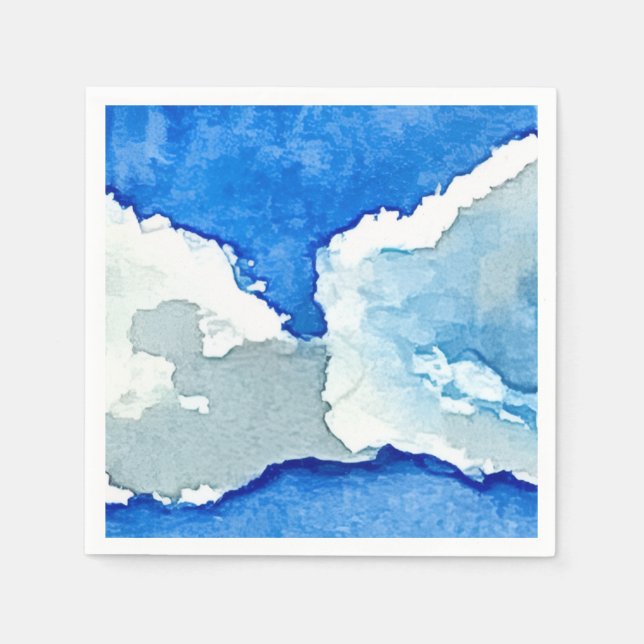 Serviette En Papier Peinture aquarelle deux nuages (Devant)