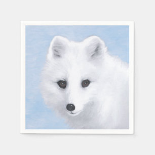 Serviette En Papier Peinture Arctic Fox - Art original de la faune