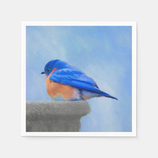 Serviette En Papier Peinture Bluebird - Art original pour oiseaux (Devant)