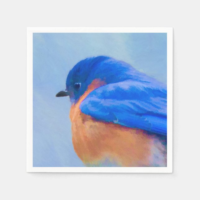 Serviette En Papier Peinture Bluebird - Art original pour oiseaux (Devant)