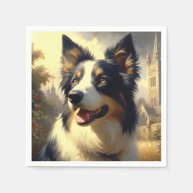 Serviette En Papier Peinture Collie vintage (Devant)