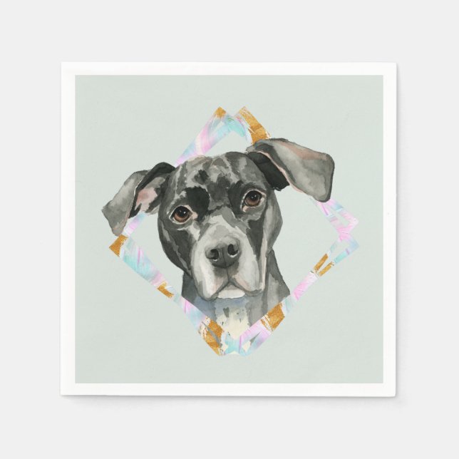 Serviette En Papier Peinture d'aquarelle "All Ears" Pit Bull Dog (Devant)