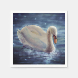 Serviette En Papier Peinture d'aquarelle de cygne blanc, sauvagine, oi