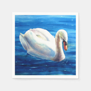 Serviette En Papier Peinture d'aquarelle de cygne blanc, sauvagine, oi