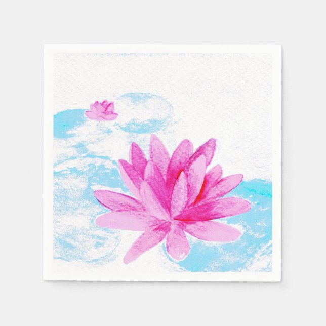 Serviette En Papier Peinture d'aquarelle rose Lotus (Devant)