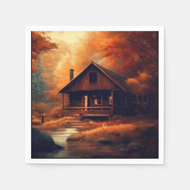 Serviette En Papier Peinture d'automne/ Hallowe'en/rustique (Devant)