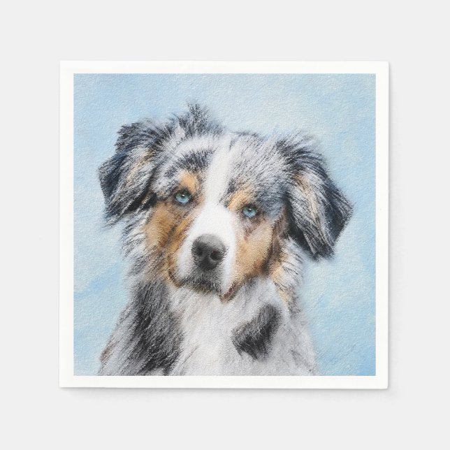 Serviette En Papier Peinture de berger américaine miniature - Chien Ar (Devant)