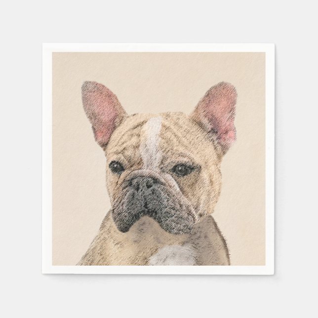 Serviette En Papier Peinture de Bouledogue Français (Sable) - Original (Devant)