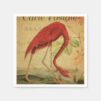 Serviette En Papier Peinture de Carte Postale Vintage Flamingo