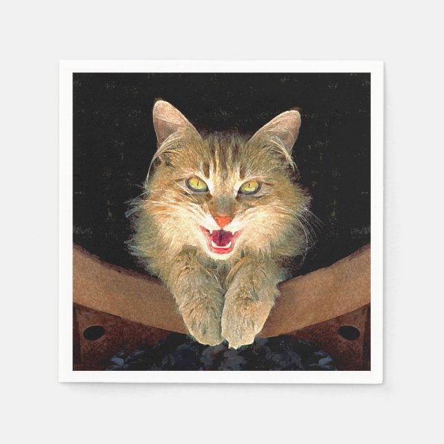 Serviette En Papier Peinture de chat Mad - Cute Original Cat Art (Devant)