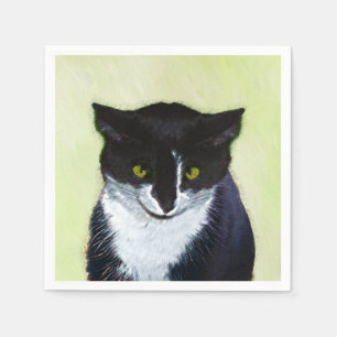 Serviette En Papier Peinture de chat Tuxedo - Cute Original Cat Art