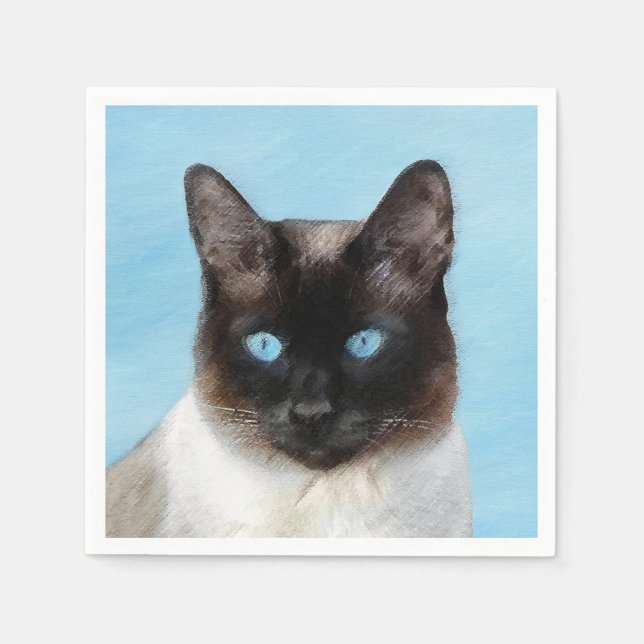 Serviette En Papier Peinture de chats de Siamese - Cute Original Cat A (Devant)