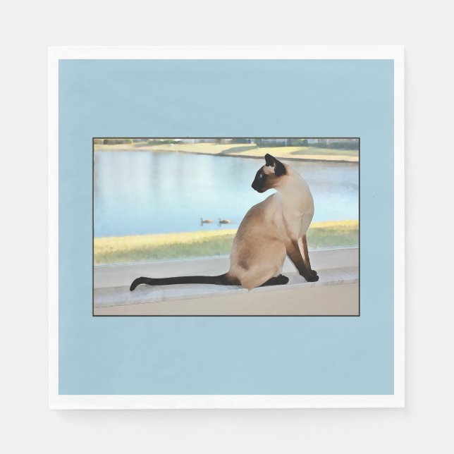 Serviette En Papier Peinture de chats de Siamese paisible (Devant)