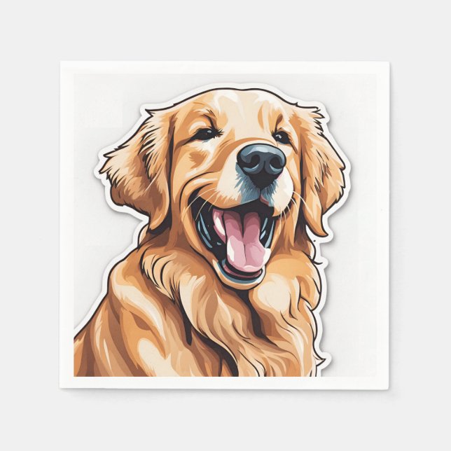 Serviette En Papier Peinture de Chien Retriever Doré (Devant)