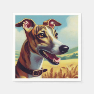 Serviette En Papier Peinture de chien Whippet rétro
