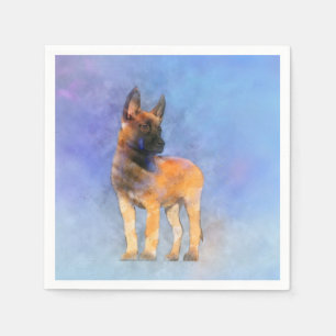 Serviette En Papier Peinture de chiot malinois - Mechelaar