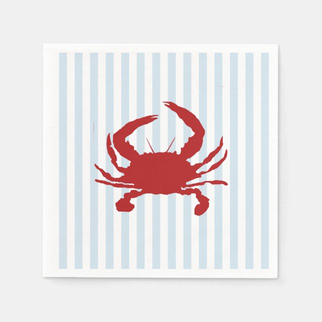 Serviette En Papier Peinture de crabe rouge Bande nautique (Devant)