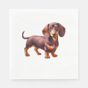 Serviette En Papier Peinture de Dachshund - Peinture d'aquarelle de ch