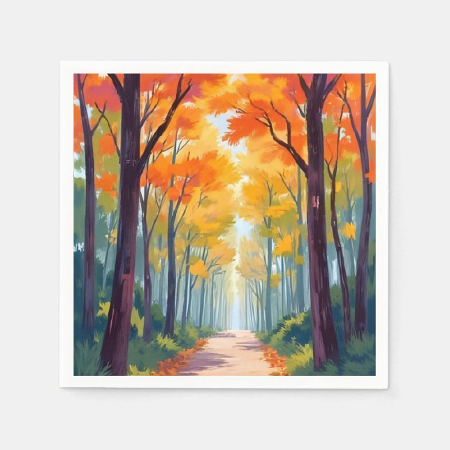 Serviette En Papier Peinture de feuillage d'automne de chemin d'automn (Devant)