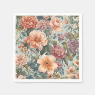 Serviette En Papier Peinture de fleurs florales vintage magnifiques