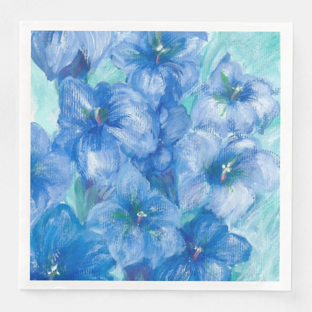 Serviette En Papier Peinture de fleurs gentiennes bleues (Devant)