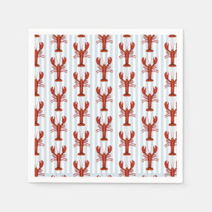 Serviette En Papier Peinture de homard rayure bleue marine Côtière