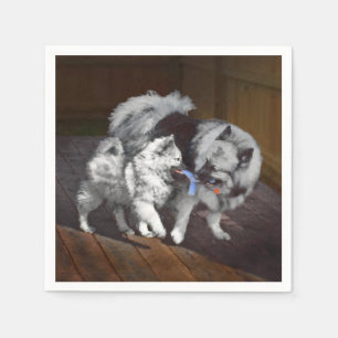 Serviette En Papier Peinture de jeu Keeshond - Art de chien original m